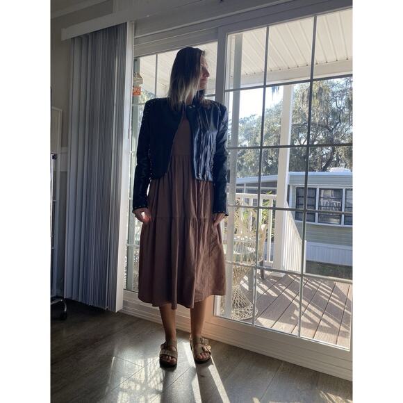 CHROME by Carrie Basham Womens Studded Black Leather Jacket Made In USA 8 - Picture 4 of 14